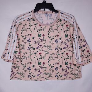 Adidas Crop Top Womens Medium Floral Pink Ain't No Sunshine